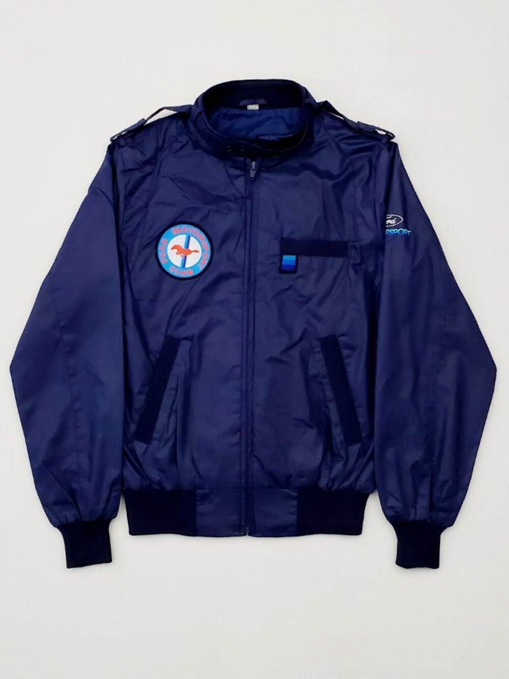 Vintage 80s FORD MUSTANG Motorsport Club Boys Youth Size L 14 / 16 Navy Jacket
